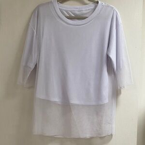 ALO Yoga White Mesh Overlay Top XS